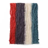 Gradient Bali Yarn Wrinkled Hand-painted Long Scarf Rainbow Thin Twist Wrinkled Scarf Sunscreen Shawl main image 5