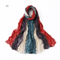 Gradient Bali Yarn Wrinkled Hand-painted Long Scarf Rainbow Thin Twist Wrinkled Scarf Sunscreen Shawl sku image 1