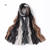 Gradient Bali Yarn Wrinkled Hand-painted Long Scarf Rainbow Thin Twist Wrinkled Scarf Sunscreen Shawl sku image 2