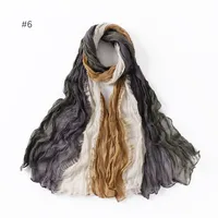 Gradient Bali Yarn Wrinkled Hand-painted Long Scarf Rainbow Thin Twist Wrinkled Scarf Sunscreen Shawl sku image 6