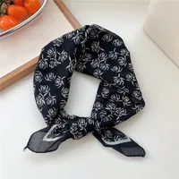 New Style Vintage Floral Small Square Scarf Women's  New Style Cotton And Linen Headscarf Hair Belt Strap Decorative Scarf All-match Scarf sku image 9