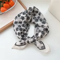 New Style Vintage Floral Small Square Scarf Women's  New Style Cotton And Linen Headscarf Hair Belt Strap Decorative Scarf All-match Scarf sku image 10