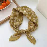 New Style Vintage Floral Small Square Scarf Women's  New Style Cotton And Linen Headscarf Hair Belt Strap Decorative Scarf All-match Scarf sku image 11