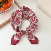 New Style Vintage Floral Small Square Scarf Women's  New Style Cotton And Linen Headscarf Hair Belt Strap Decorative Scarf All-match Scarf sku image 12