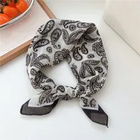 New Style Vintage Floral Small Square Scarf Women's  New Style Cotton And Linen Headscarf Hair Belt Strap Decorative Scarf All-match Scarf sku image 14