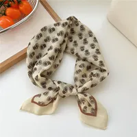 New Style Vintage Floral Small Square Scarf Women's  New Style Cotton And Linen Headscarf Hair Belt Strap Decorative Scarf All-match Scarf sku image 16