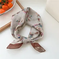 New Style Vintage Floral Small Square Scarf Women's  New Style Cotton And Linen Headscarf Hair Belt Strap Decorative Scarf All-match Scarf sku image 20
