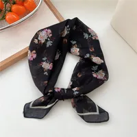 New Style Vintage Floral Small Square Scarf Women's  New Style Cotton And Linen Headscarf Hair Belt Strap Decorative Scarf All-match Scarf sku image 21