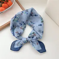 New Style Vintage Floral Small Square Scarf Women's  New Style Cotton And Linen Headscarf Hair Belt Strap Decorative Scarf All-match Scarf sku image 22