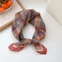 New Style Vintage Floral Small Square Scarf Women's  New Style Cotton And Linen Headscarf Hair Belt Strap Decorative Scarf All-match Scarf sku image 23