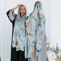 Hot Sale Silk Printed Turban Ethnic Shawl High Grade Marble Printed Ethnic Scarf Shawl main image 1