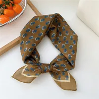 New Style Vintage Floral Small Square Scarf Women's  New Style Cotton And Linen Headscarf Hair Belt Strap Decorative Scarf All-match Scarf sku image 28