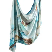 Hot Sale Silk Printed Turban Ethnic Shawl High Grade Marble Printed Ethnic Scarf Shawl sku image 4