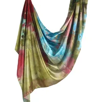 Hot Sale Silk Printed Turban Ethnic Shawl High Grade Marble Printed Ethnic Scarf Shawl sku image 5