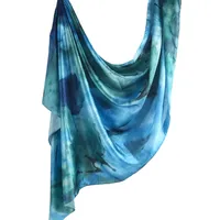 Hot Sale Silk Printed Turban Ethnic Shawl High Grade Marble Printed Ethnic Scarf Shawl sku image 8
