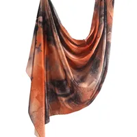 Hot Sale Silk Printed Turban Ethnic Shawl High Grade Marble Printed Ethnic Scarf Shawl sku image 10