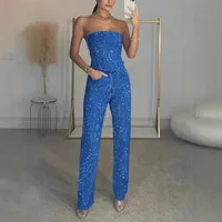 Independent Station  Sexy Shining Vest Diamond Pants Suit Two-piece Set For Women main image 1