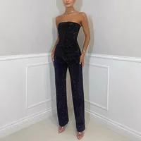 Independent Station  Sexy Shining Vest Diamond Pants Suit Two-piece Set For Women main image 2
