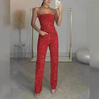 Independent Station  Sexy Shining Vest Diamond Pants Suit Two-piece Set For Women main image 5