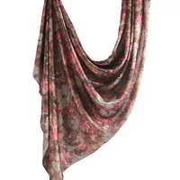 Hot Sale Silk Printed Turban Ethnic Shawl High Grade Marble Printed Ethnic Scarf Shawl sku image 17