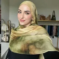 New Watercolor Series Satin Polyester Cotton Shawl Printed Scarf Ethnic Scarf Women Scarf 180*80 main image 2