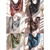 New Watercolor Series Satin Polyester Cotton Shawl Printed Scarf Ethnic Scarf Women Scarf 180*80 main image 4