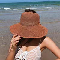 Straw Hat Women's Summer New-style Sunscreen Empty-top Sunshade Hat Beach Travel Roll Hat UV-resistant Face-shading Sun Hat main image 2