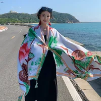 Autumn And Winter New Bohemian Ethnic Style Tassel Cotton And Linen Scarf Women's Travel Sunscreen Shawl sku image 16