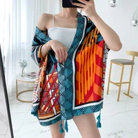 Autumn And Winter New Bohemian Ethnic Style Tassel Cotton And Linen Scarf Women's Travel Sunscreen Shawl sku image 20