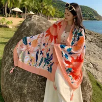 Autumn And Winter New Bohemian Ethnic Style Tassel Cotton And Linen Scarf Women's Travel Sunscreen Shawl sku image 25