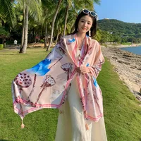 Autumn And Winter New Bohemian Ethnic Style Tassel Cotton And Linen Scarf Women's Travel Sunscreen Shawl sku image 26