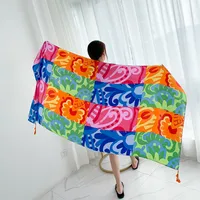 Autumn And Winter New Bohemian Ethnic Style Tassel Cotton And Linen Scarf Women's Travel Sunscreen Shawl sku image 28