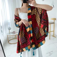 Autumn And Winter New Bohemian Ethnic Style Tassel Cotton And Linen Scarf Women's Travel Sunscreen Shawl sku image 29