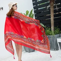 Autumn And Winter New Bohemian Ethnic Style Tassel Cotton And Linen Scarf Women's Travel Sunscreen Shawl sku image 33