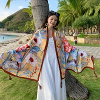 Autumn And Winter New Bohemian Ethnic Style Tassel Cotton And Linen Scarf Women's Travel Sunscreen Shawl sku image 34