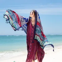 Autumn And Winter New Bohemian Ethnic Style Tassel Cotton And Linen Scarf Women's Travel Sunscreen Shawl sku image 35