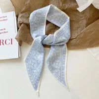 French Style Cashew Flower Vintage Ribbon Pony Tail Bow Woven Hair Belt Bag Handle Tie Bag Gift Box Small Silk Scarf sku image 4