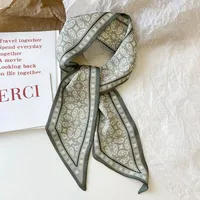 French Style Cashew Flower Vintage Ribbon Pony Tail Bow Woven Hair Belt Bag Handle Tie Bag Gift Box Small Silk Scarf sku image 1