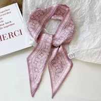 French Style Cashew Flower Vintage Ribbon Pony Tail Bow Woven Hair Belt Bag Handle Tie Bag Gift Box Small Silk Scarf sku image 3