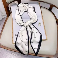 Wind Explosion Oblique Ribbon  OL Imitation Silk Plaid Long Scarf Scarf Factory Wholesale main image 2