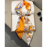 Wind Explosion Oblique Ribbon  OL Imitation Silk Plaid Long Scarf Scarf Factory Wholesale sku image 32