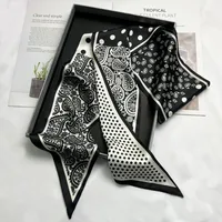 Wind Explosion Oblique Ribbon  OL Imitation Silk Plaid Long Scarf Scarf Factory Wholesale sku image 38