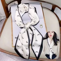 Wind Explosion Oblique Ribbon  OL Imitation Silk Plaid Long Scarf Scarf Factory Wholesale sku image 1