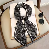 Wind Explosion Oblique Ribbon  OL Imitation Silk Plaid Long Scarf Scarf Factory Wholesale sku image 2