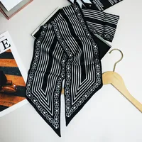 Wind Explosion Oblique Ribbon  OL Imitation Silk Plaid Long Scarf Scarf Factory Wholesale sku image 4