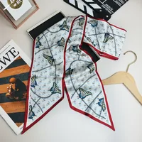 Wind Explosion Oblique Ribbon  OL Imitation Silk Plaid Long Scarf Scarf Factory Wholesale sku image 11