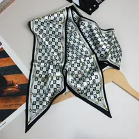 Wind Explosion Oblique Ribbon  OL Imitation Silk Plaid Long Scarf Scarf Factory Wholesale sku image 12