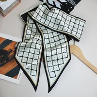 Wind Explosion Oblique Ribbon  OL Imitation Silk Plaid Long Scarf Scarf Factory Wholesale sku image 16
