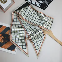 Wind Explosion Oblique Ribbon  OL Imitation Silk Plaid Long Scarf Scarf Factory Wholesale sku image 17