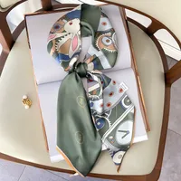 Wind Explosion Oblique Ribbon  OL Imitation Silk Plaid Long Scarf Scarf Factory Wholesale sku image 34